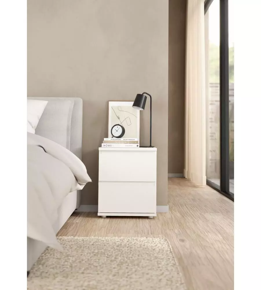 COMODINO 2 CASSETTI "NOVA" BIANCO 40,2X34X48,2 CM