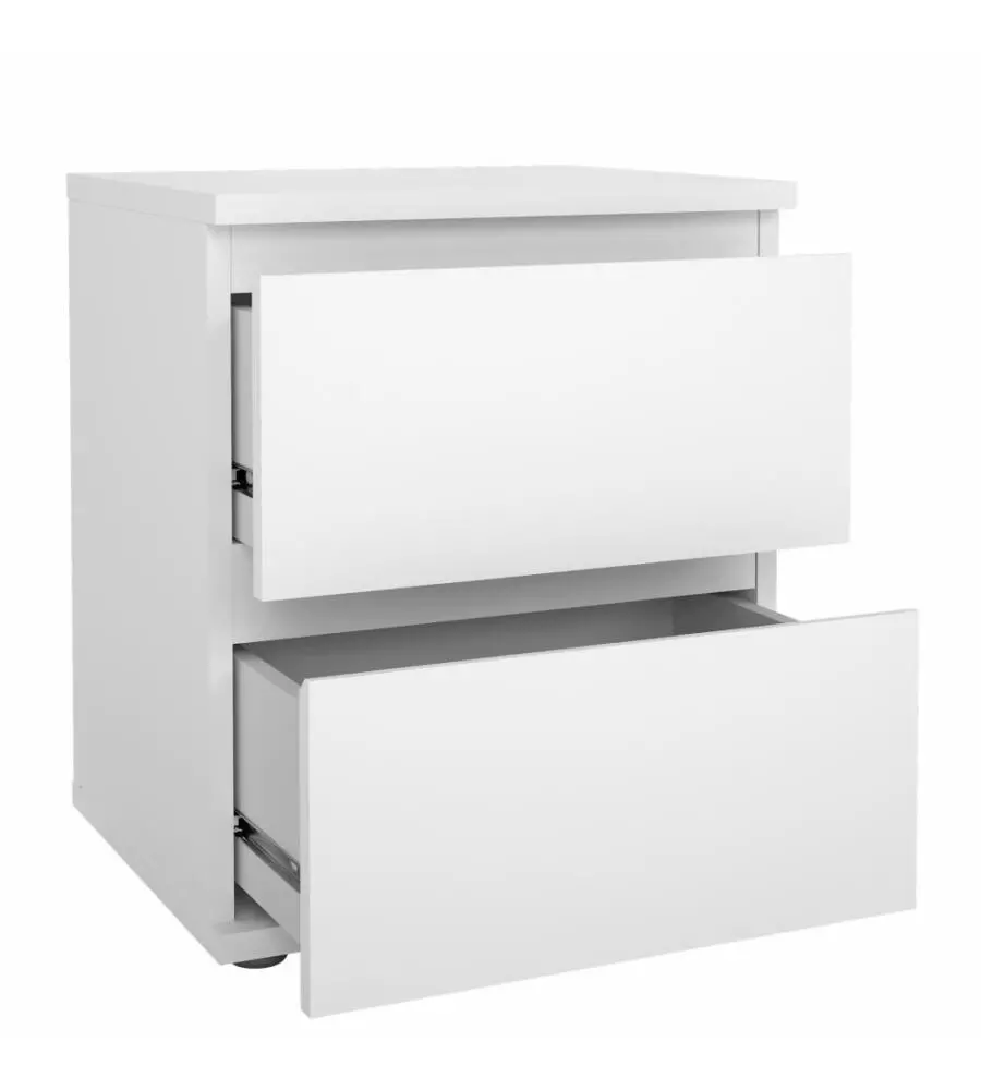 COMODINO 2 CASSETTI "NOVA" BIANCO 40,2X34X48,2 CM