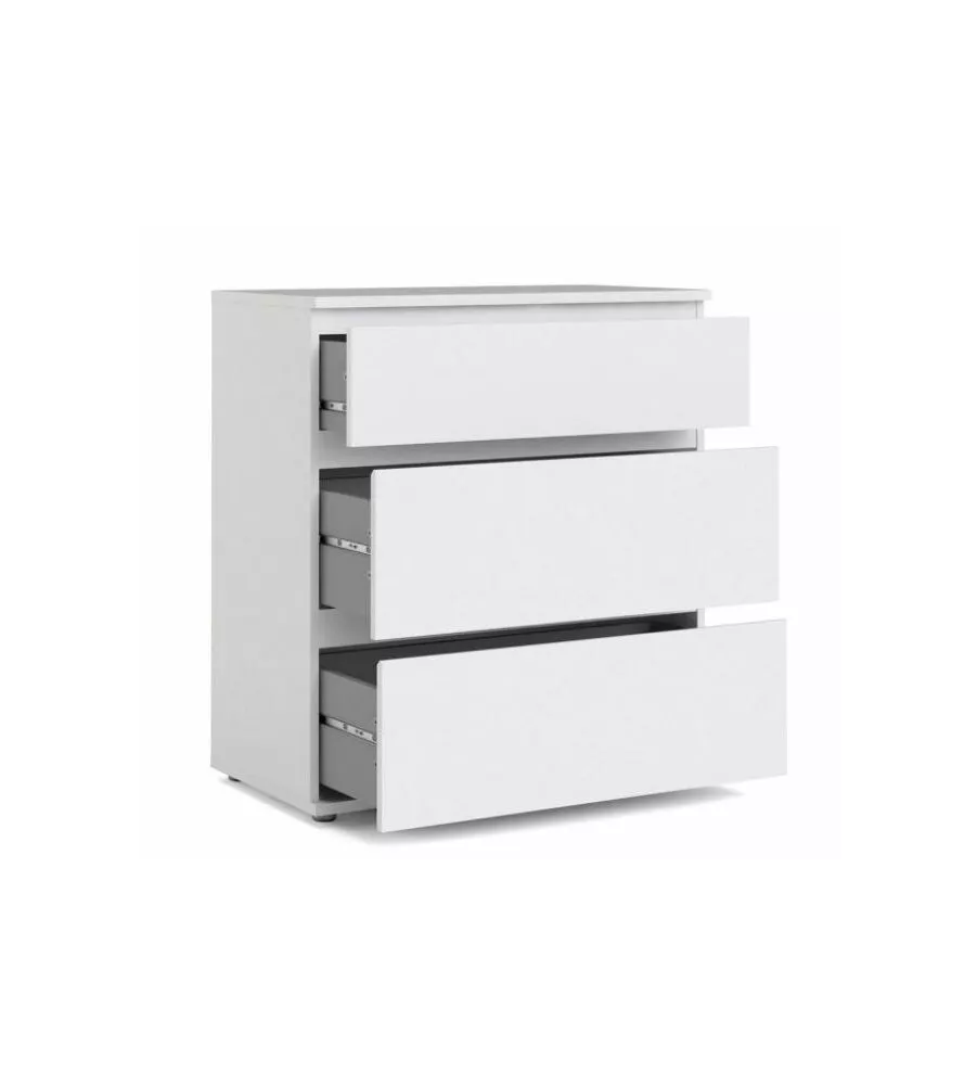 NOVA Cassettiera Professionale Con Rotelle 29,8x60x56 Cm - 3 Cassetti, Chiusura Centralizzata, Extra Sottile, Bianca