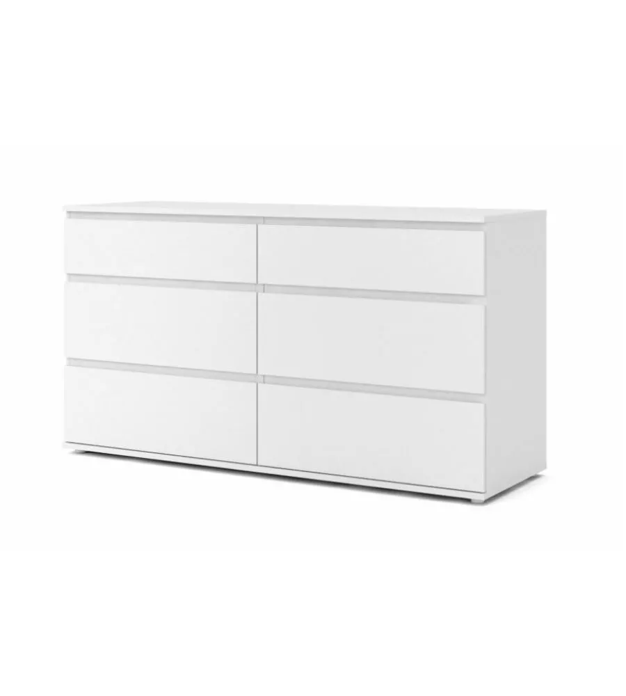 CASSETTIERA "NOVA" CON 6 CASSETTI BIANCA, 153X83X50 CM