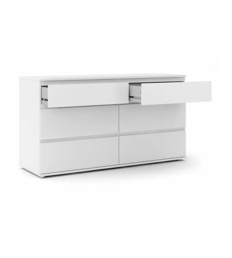 CASSETTIERA "NOVA" CON 6 CASSETTI BIANCA, 153X83X50 CM