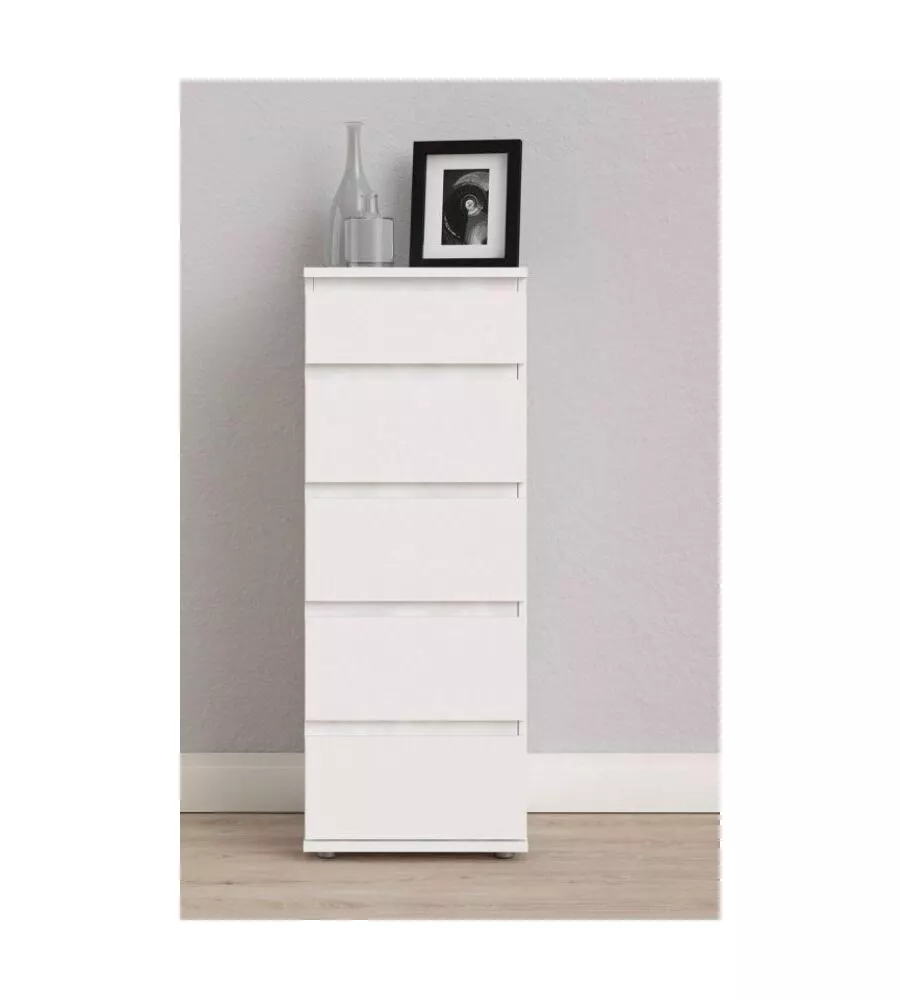CASSETTIERA "NOVA" CON 5 CASSETTI BIANCO, 40X106X40 CM