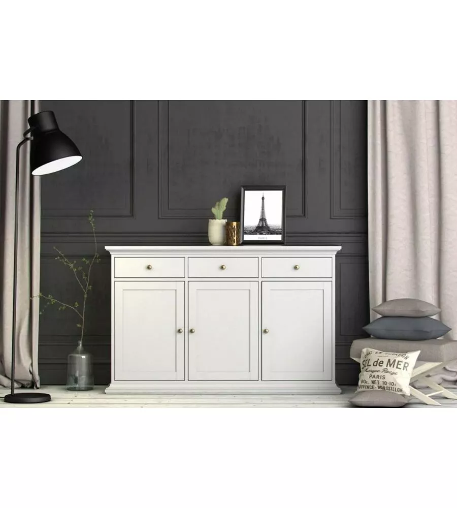 BUFFET "PARIS" CON 3 CASSETTI E 3 ANTE, 143,7X91,7X46,1 CM