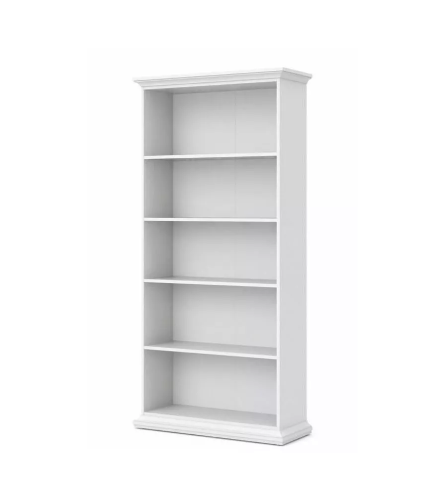 LIBRERIA "PARIS" BIANCA CON 4 RIPIANI, 96X36X200 CM