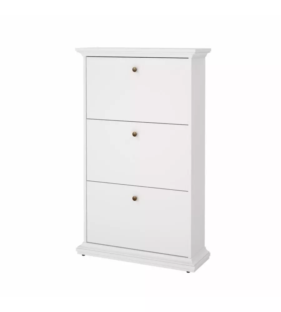 SCARPIERA "PARIS" BIANCA CON 3 ANTE, 77,8X127,7X27,4 CM