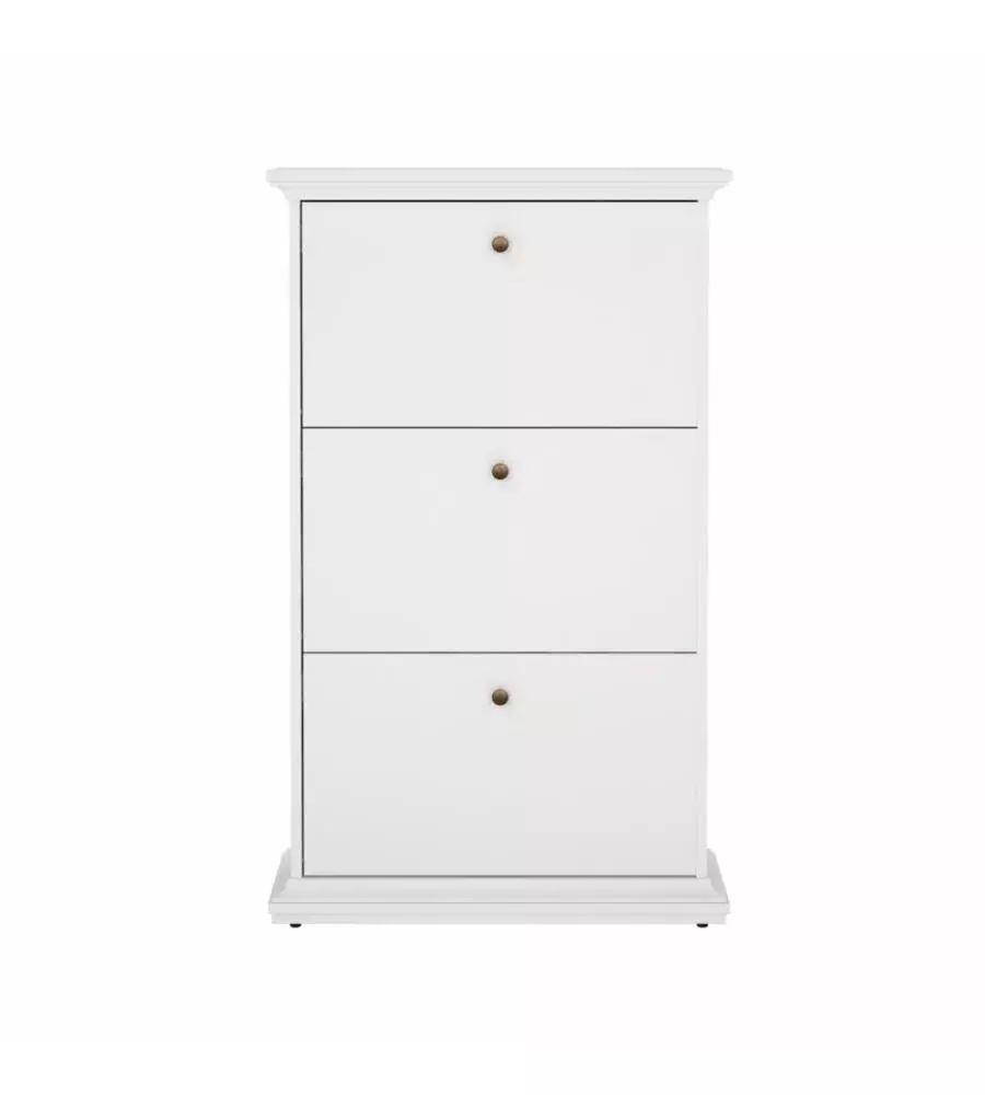 SCARPIERA "PARIS" BIANCA CON 3 ANTE, 77,8X127,7X27,4 CM