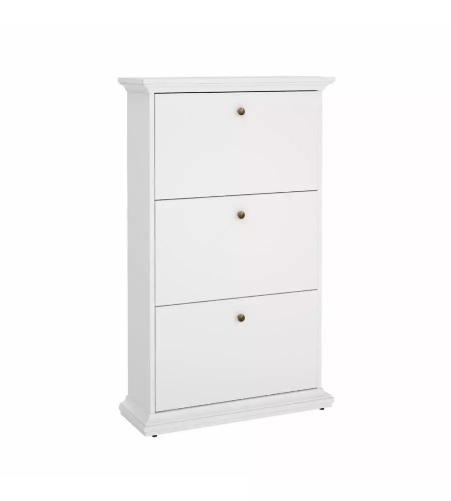 SCARPIERA "PARIS" BIANCA CON 3 ANTE, 77,8X127,7X27,4 CM