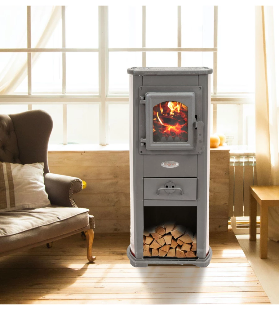 STUFA A LEGNA IGNIP "BERNA LUX" ROSSO SCURO 7 KW