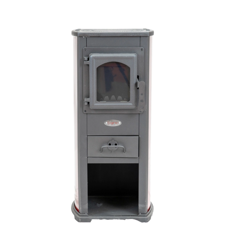 STUFA A LEGNA IGNIP "BERNA LUX" ROSSO SCURO 7 KW