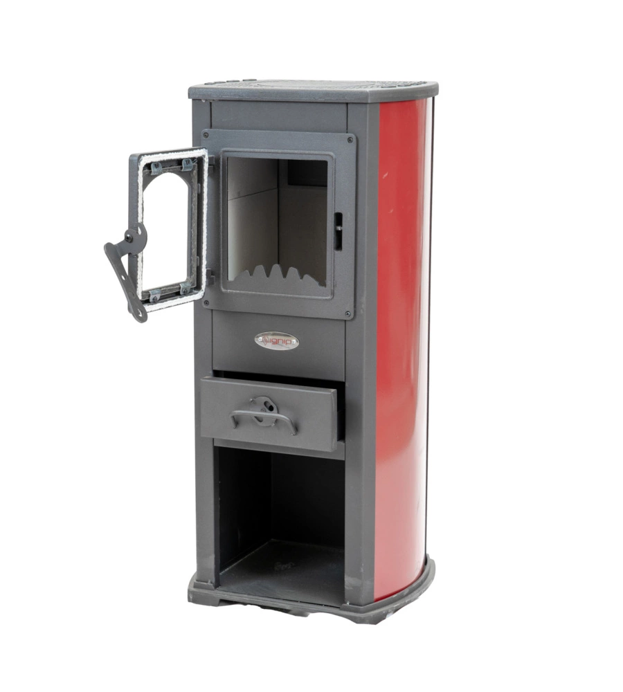STUFA A LEGNA IGNIP "BERNA LUX" ROSSO SCURO 7 KW