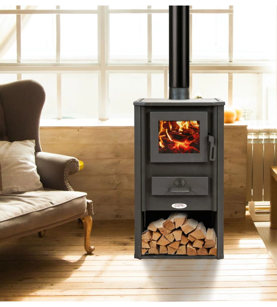 STUFA A LEGNA IGNIP "ATENE" GRIGIO 9 KW