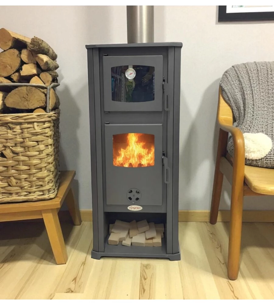 STUFA A LEGNA CON FORNO IGNIP "ROMA" EFFETTO LEGNO 12 KW