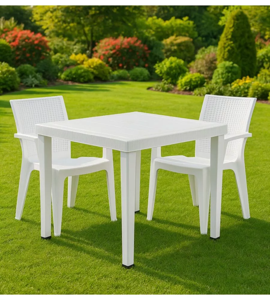 TAVOLO DA ESTERNO "BRIO"  QUADRATO COLORE BIANCO, 82X82 CM