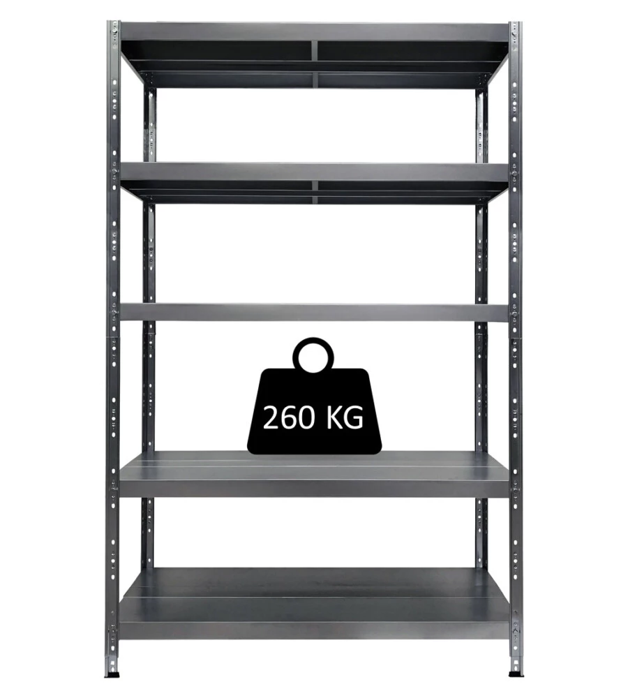 SCAFFALE IN METALLO "MACISTE" AD INCASTRO CON 5 PIANI, 120x60x195 CM PORTATA 260 KG - GRIMA