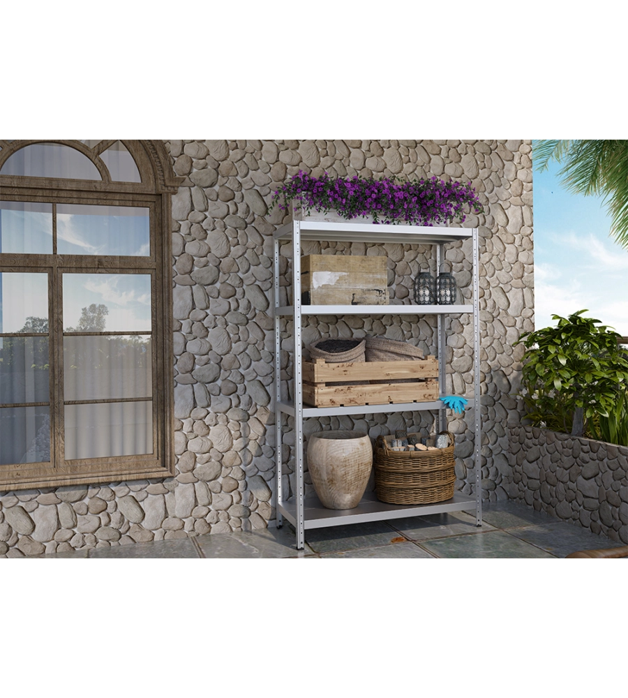 SCAFFALE IN METALLO "MACISTE" AD INCASTRO CON 5 PIANI, 120x60x195 CM PORTATA 260 KG - GRIMA