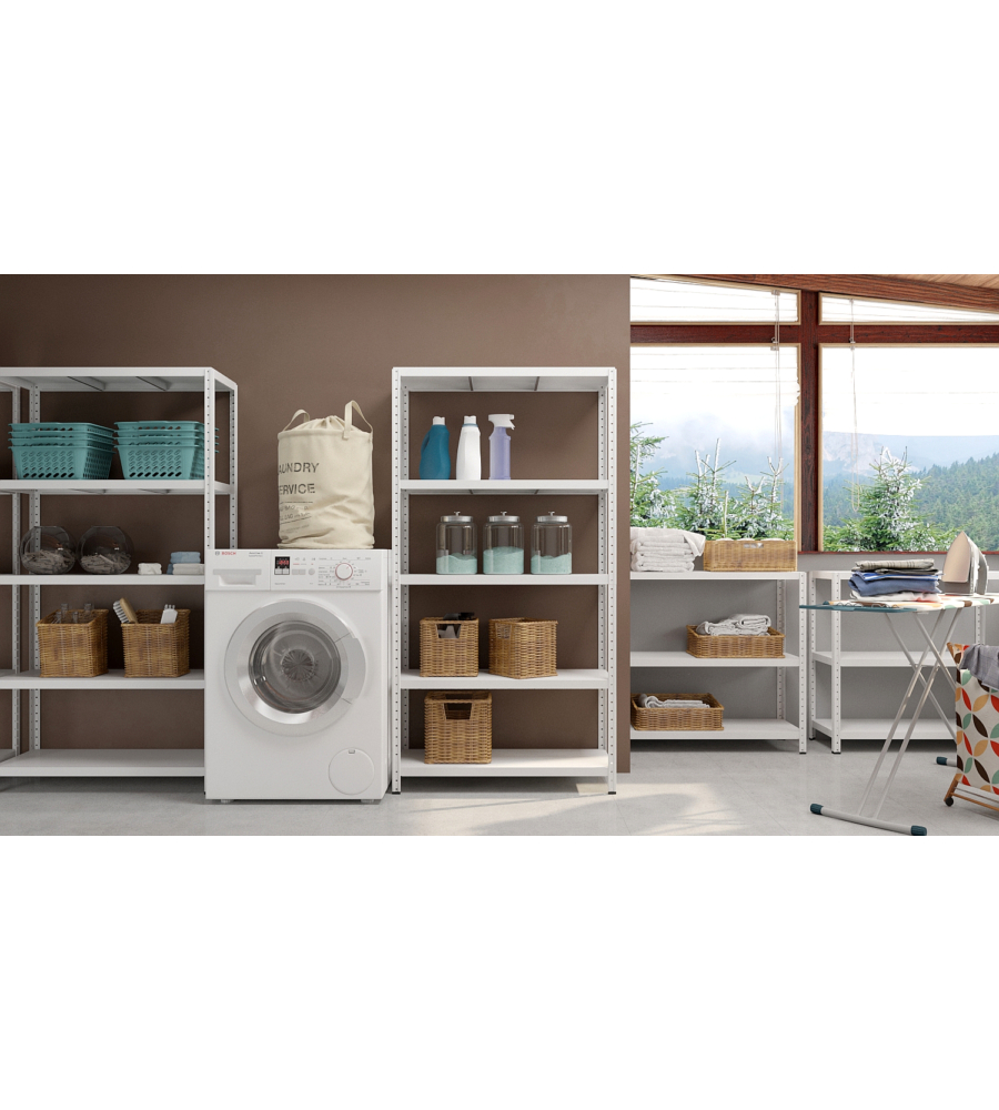 SCAFFALE IN METALLO "ETTORE" BIANCO A BULLONE CON 5 PIANI, 100x40x187 CM PORTATA 80 KG - GRIMA