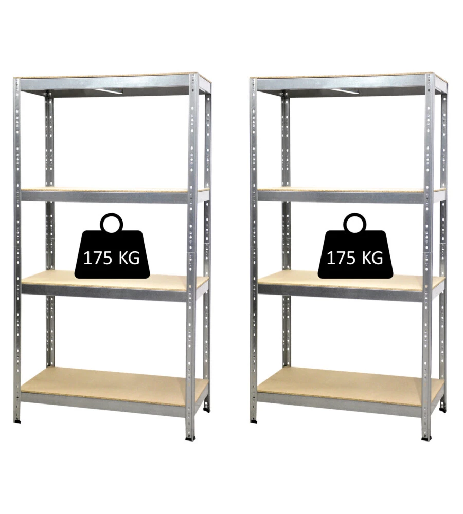 SCAFFALI IN METALLO "JOKER" A INCASTRO CON 4 PIANI, 90x40x174 CM PORTATA 175 KG - GRIMA
