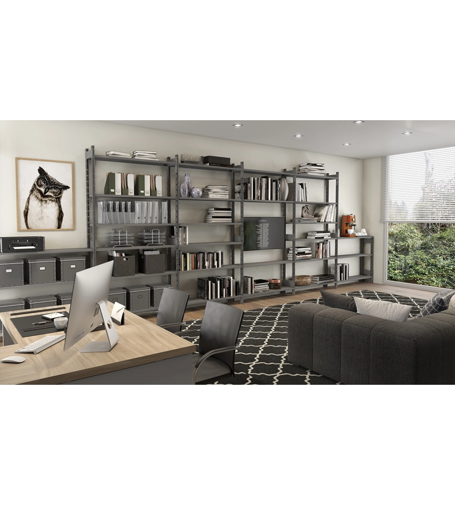 SCAFFALE IN METALLO "KOMPOS" RACK PESANTE CON 3 PIANI A PIANETTI, 186x60x240 CM PORTATA 1200 KG - GRIMA
