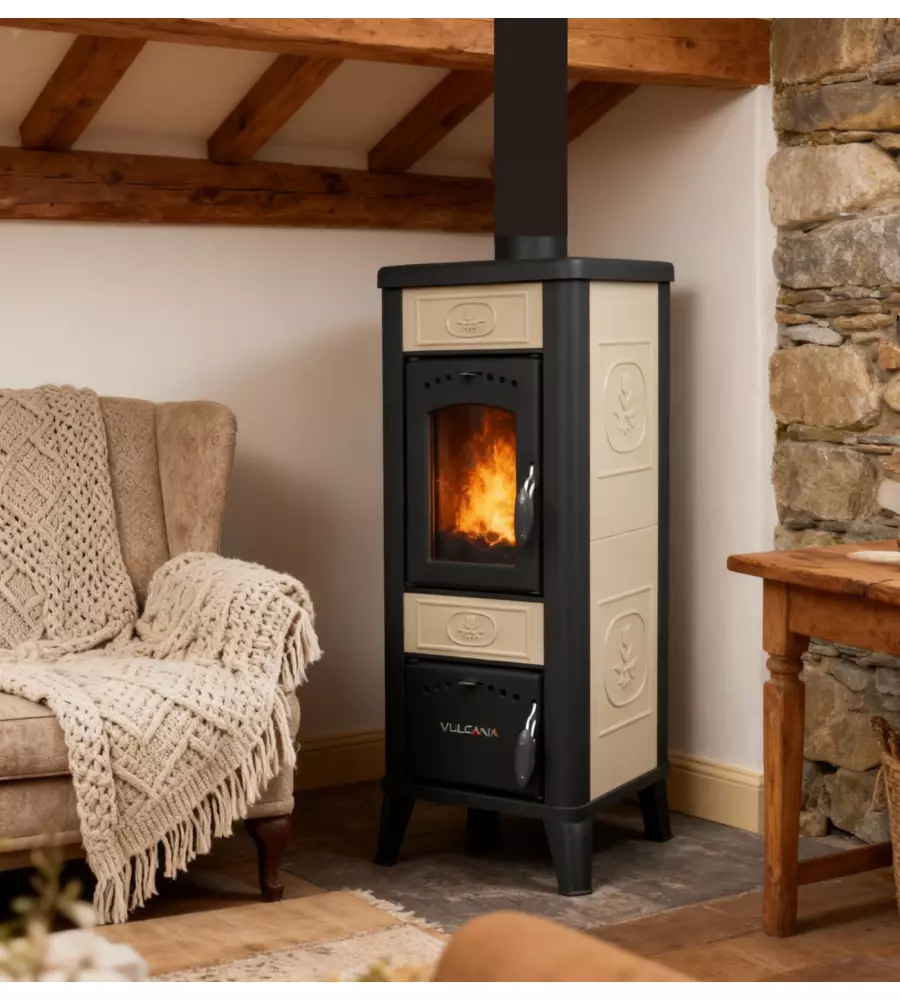 STUFA A LEGNA VULCANIA "RINA" BEIGE 5,6 KW