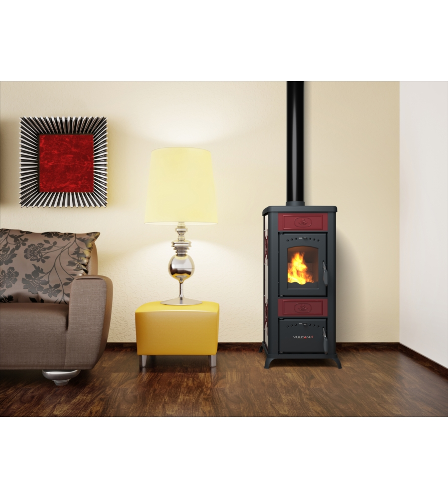 STUFA A LEGNA VULCANIA "RINA" BORDEAUX 5,6 KW