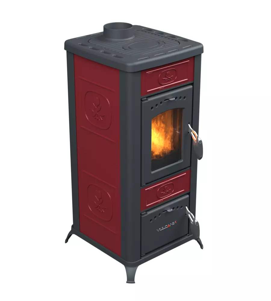 STUFA A LEGNA VULCANIA "RINA" BORDEAUX 5,6 KW