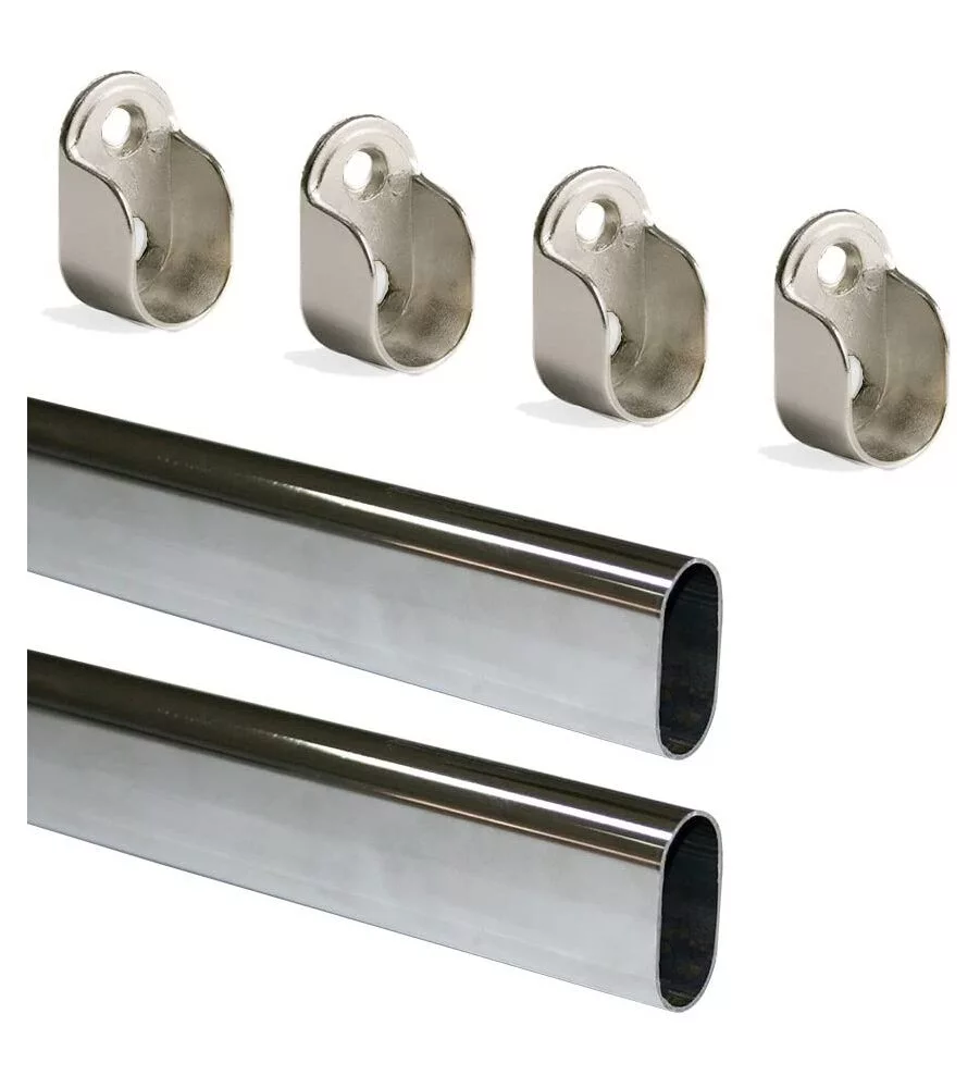 KIT 2 BASTONI APPENDIABITI OVALI CON SUPPORTI, 950 MM