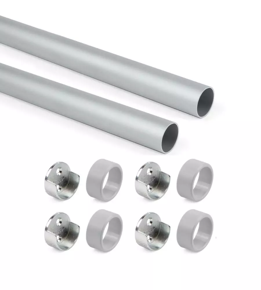 KIT 2 TUBI PER ARMADIO ALLUMINIO COLOR GRIGIO, 750 MM