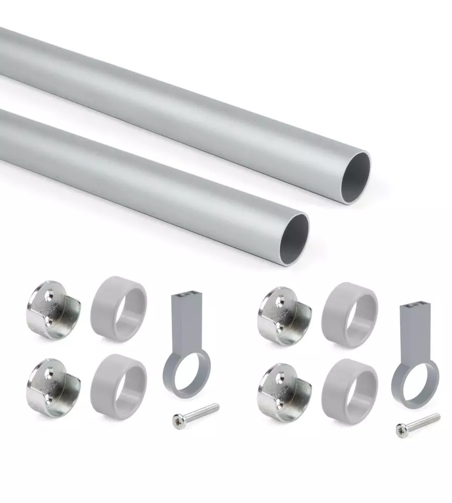 KIT 2 TUBI PER ARMADIO ALLUMINIO COLOR GRIGIO, 1150 MM
