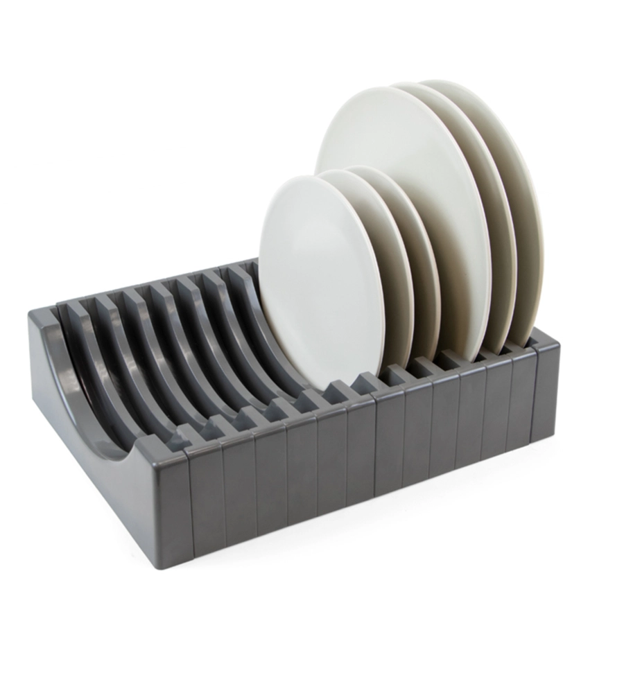 ORGANIZER PER PIATTI IN PLASTICA GRIGIA, MAX 13 PIATTI