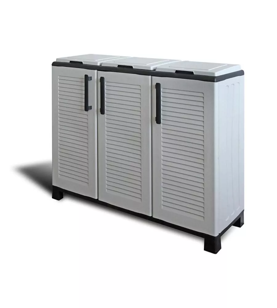 ARMADIO 3 ANTE PER RACCOLTA DIFFERENZIATA ARTPLAST IN POLIPROPILENE GRIGIO 102X37X90 CM