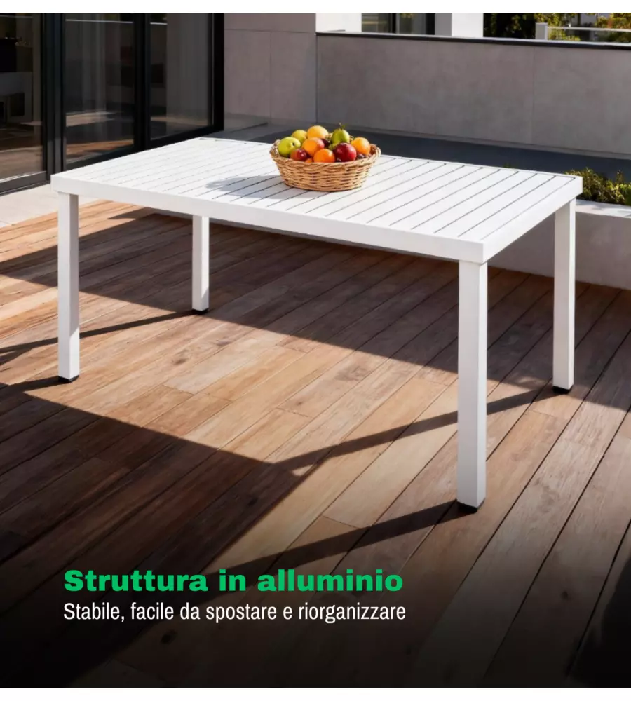 TAVOLO DA ESTERNO EUROGARDEN IN ALLUMINIO GRIGIO CHIARO 152X90X75 CM