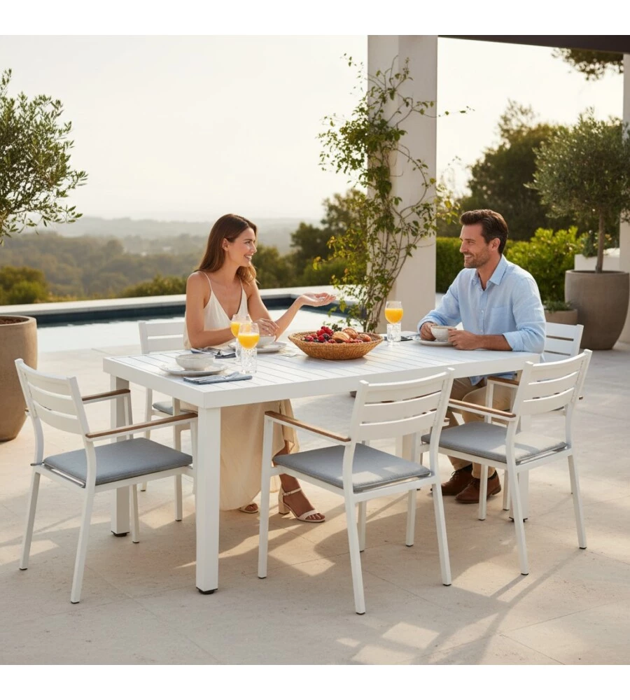 TAVOLO DA ESTERNO EUROGARDEN IN ALLUMINIO GRIGIO CHIARO 152X90X75 CM