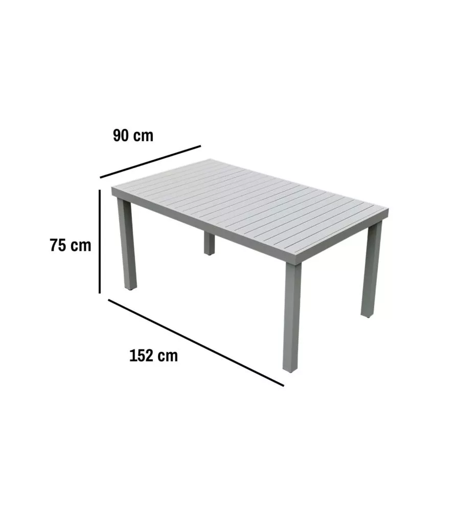 TAVOLO DA ESTERNO EUROGARDEN IN ALLUMINIO GRIGIO CHIARO 152X90X75 CM