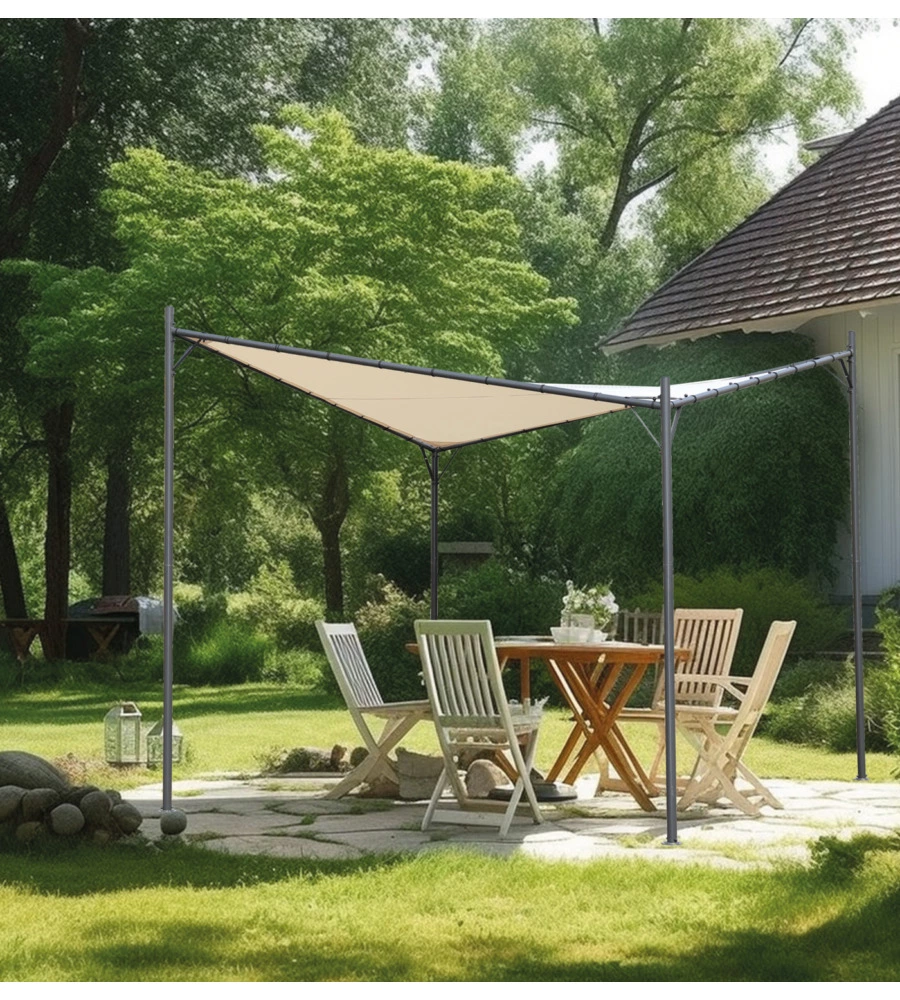 GAZEBO DA ESTERNO EUROGARDEN "MIAMI" IN ACCIAIO ECRÙ 3X3 M