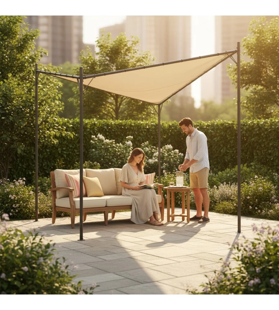 GAZEBO DA ESTERNO EUROGARDEN "MIAMI" IN ACCIAIO ECRÙ 3X3 M