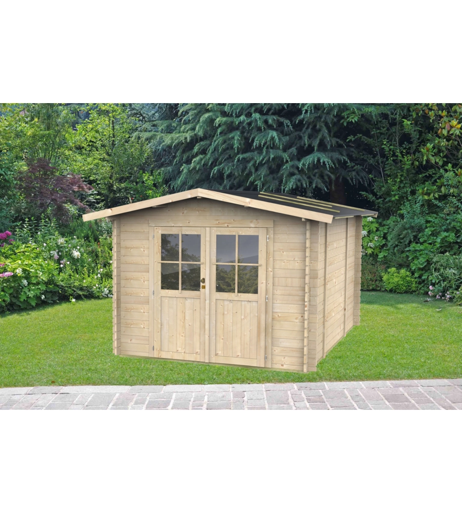 CASETTA IN LEGNO DA GIARDINO ALCE "OPERA" IN ABETE 249x249x207 CM