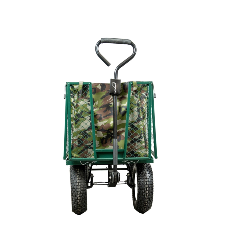CARRELLO DA GIARDINO PIEGHEVOLE IN ACCIAIO EURO GARDEN CON SACCA E CESTELLO 107X55X85 CM