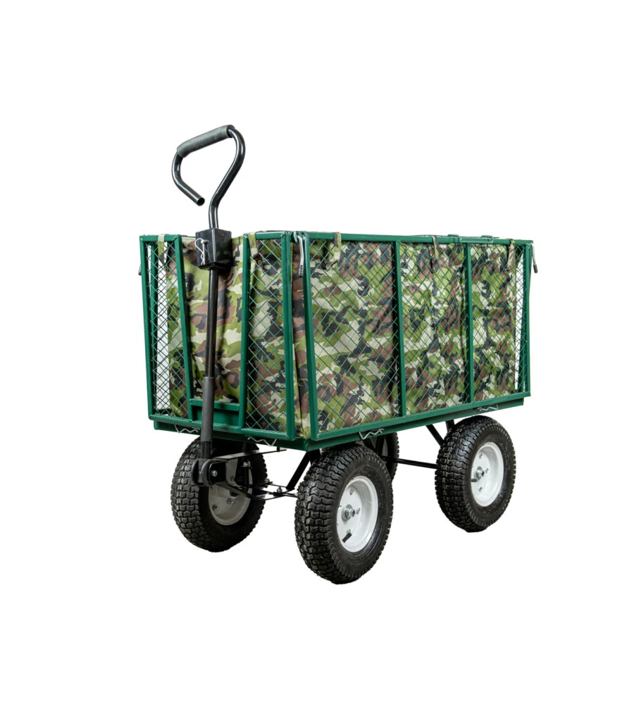 CARRELLO DA GIARDINO PIEGHEVOLE IN ACCIAIO EURO GARDEN CON SACCA E CESTELLO 107X55X85 CM