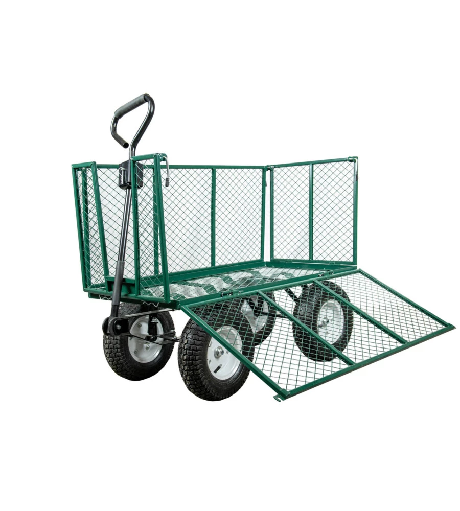 CARRELLO DA GIARDINO PIEGHEVOLE IN ACCIAIO EURO GARDEN CON SACCA E CESTELLO 107X55X85 CM