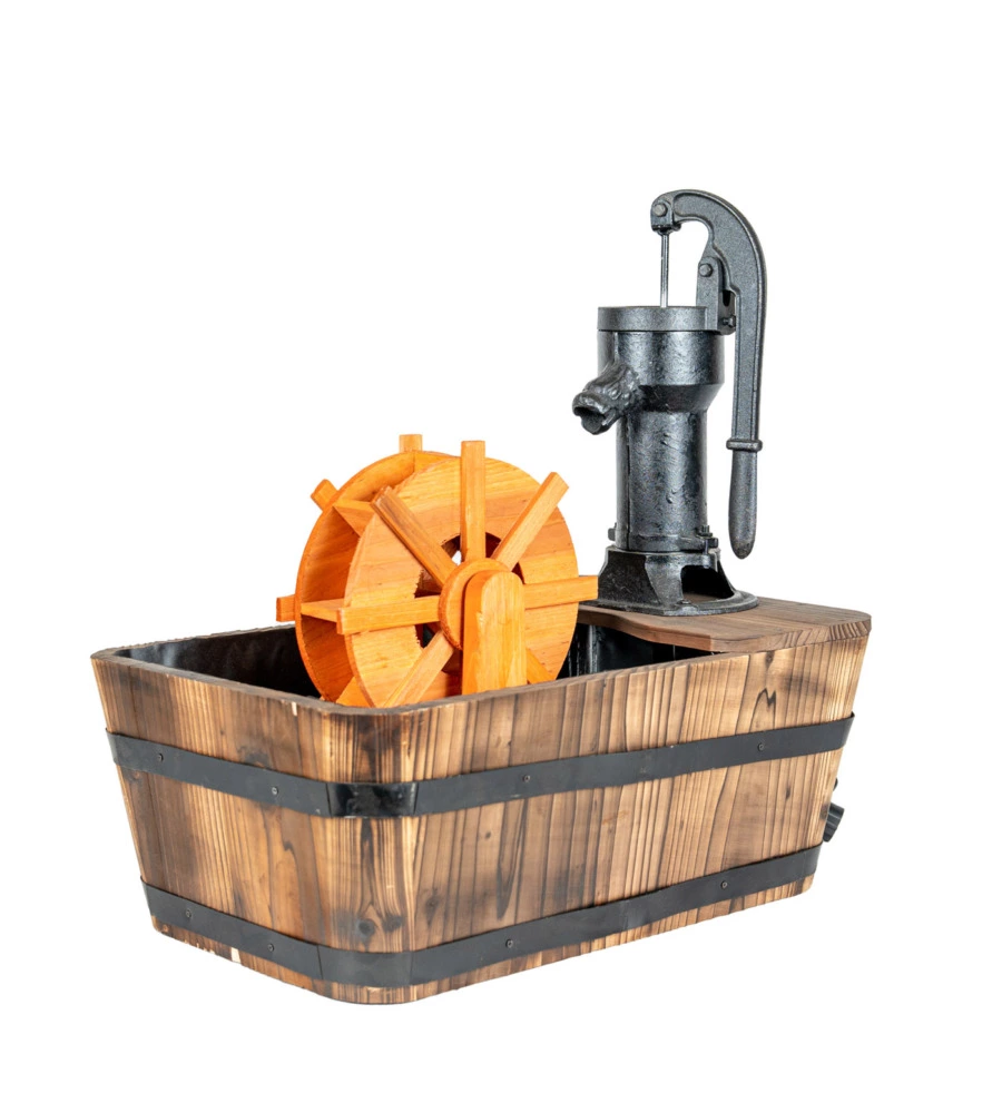 FONTANA DA ESTERNO A CASCATA CON MULINO IN LEGNO E RICIRCOLO ACQUA 60X40X64H CM