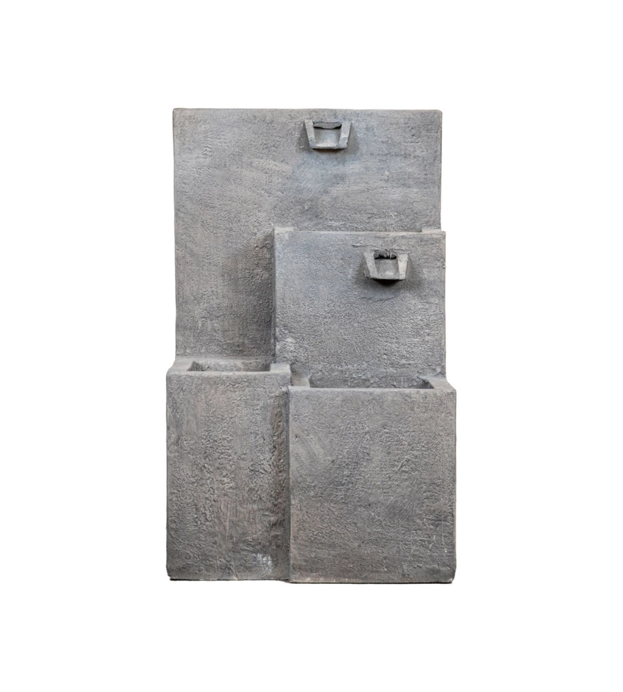 FONTANA DA ESTERNO A DUE VASCHE CON PORTAVASO E POMPETTA PER RICIRCOLO ACQUA 42X40X70 CM
