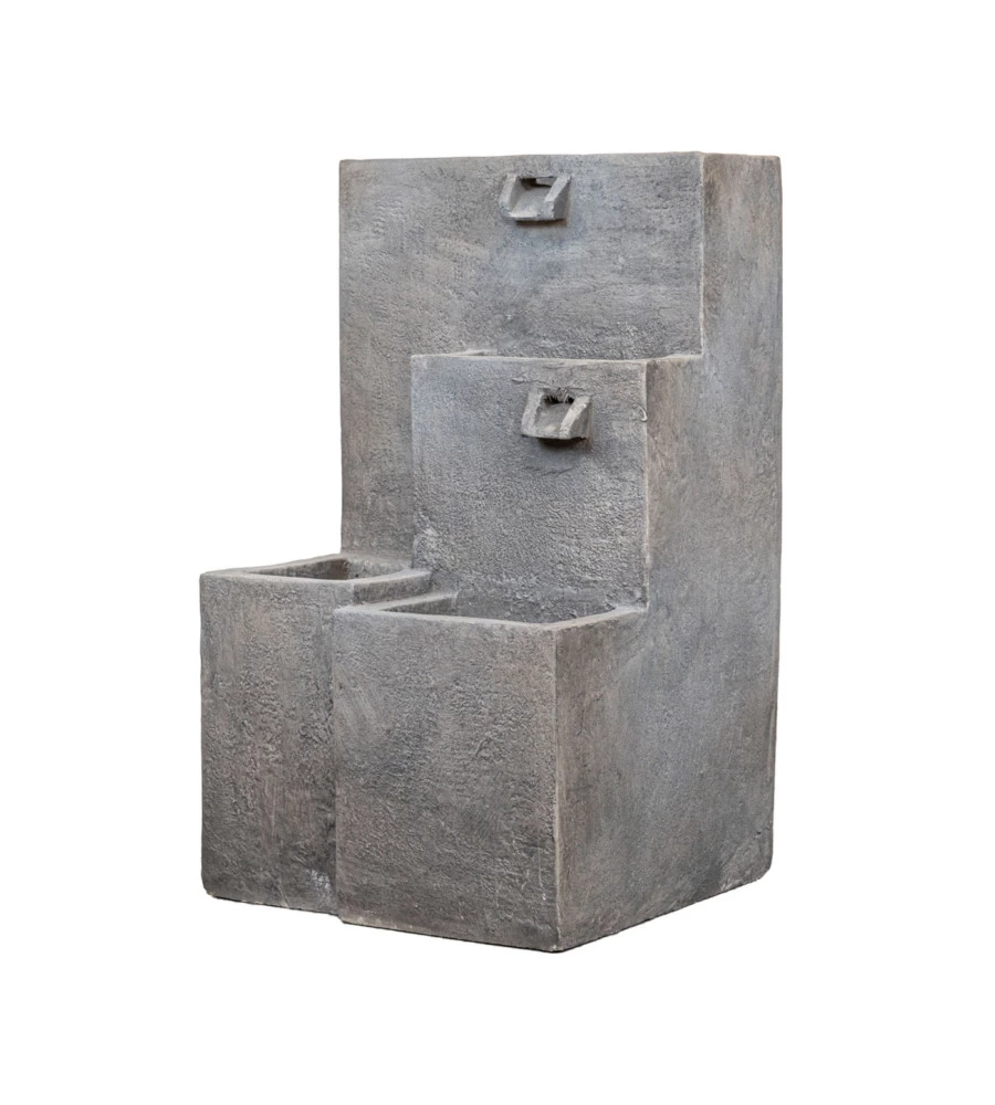FONTANA DA ESTERNO A DUE VASCHE CON PORTAVASO E POMPETTA PER RICIRCOLO ACQUA 42X40X70 CM