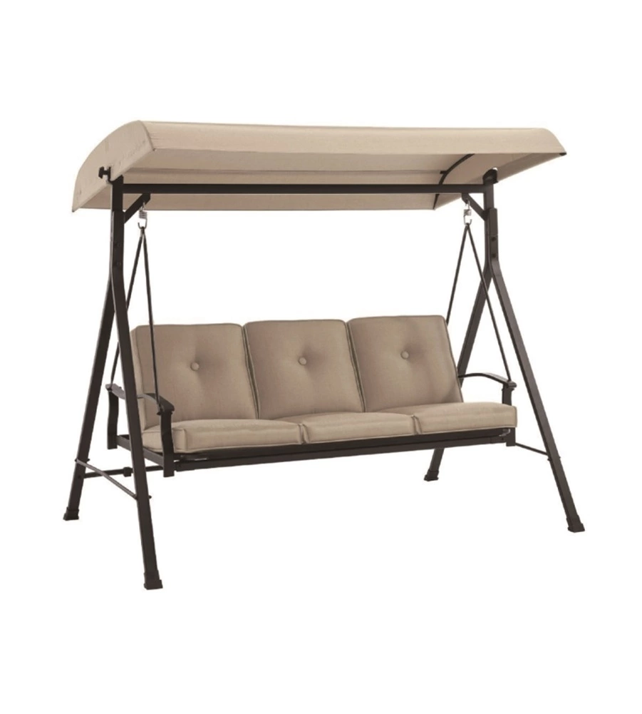 DONDOLO DA GIARDINO 3 POSTI EUROGARDEN IN ACCIAIO E TEXTILENE BEIGE 210X112X180 CM