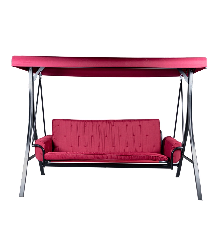 DONDOLO DA GIARDINO 3 POSTI EUROGARDEN "RED PASSION" IN ACCIAIO E POLIESTERE BURGUNDY 240X130X182 CM