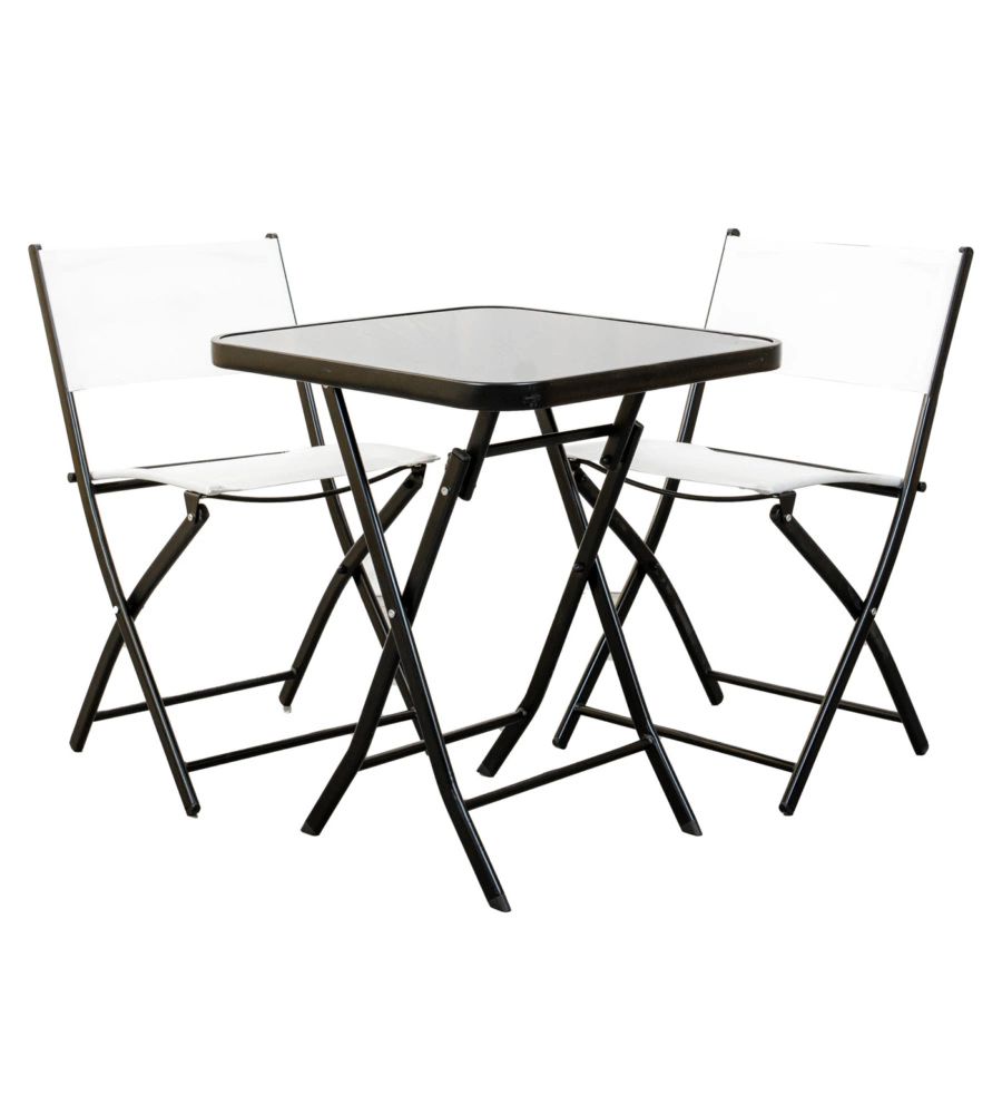 SET DA GIARDINO PIEGHEVOLE EUROGARDEN "BISTRO" BIANCO 2 SEDUTE E TAVOLINO