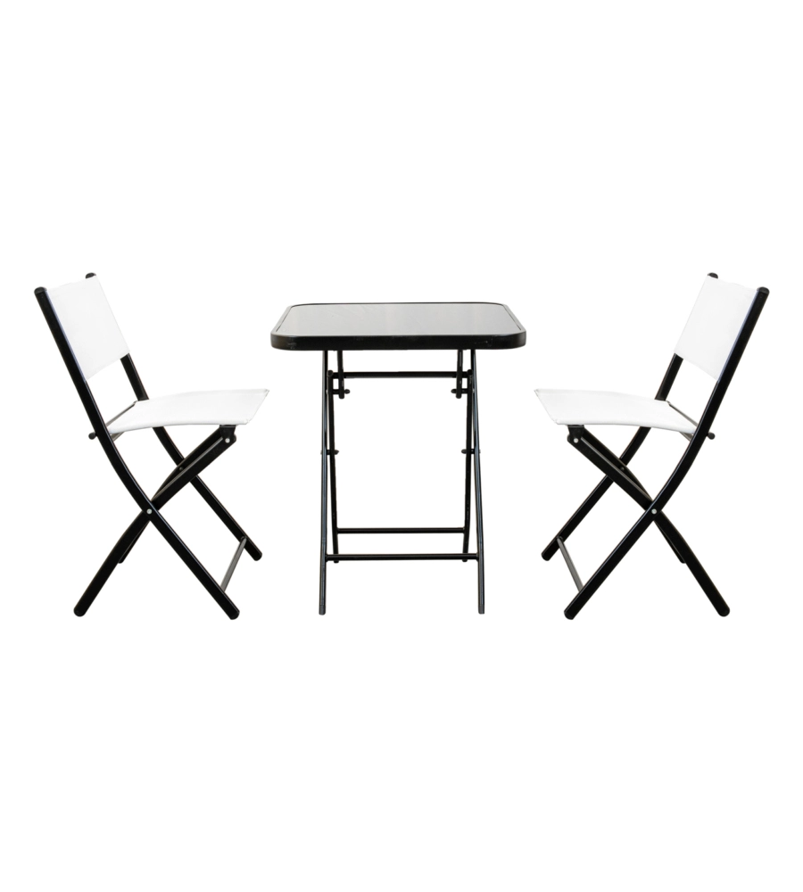 SET DA GIARDINO PIEGHEVOLE EUROGARDEN "BISTRO" BIANCO 2 SEDUTE E TAVOLINO