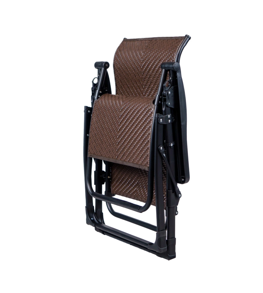 SDRAIO PIEGHEVOLE RECLINABILE CON BRACCIOLI EUROGARDEN "GRAVITY" IN RATTAN MARRONE 95X68X113 CM