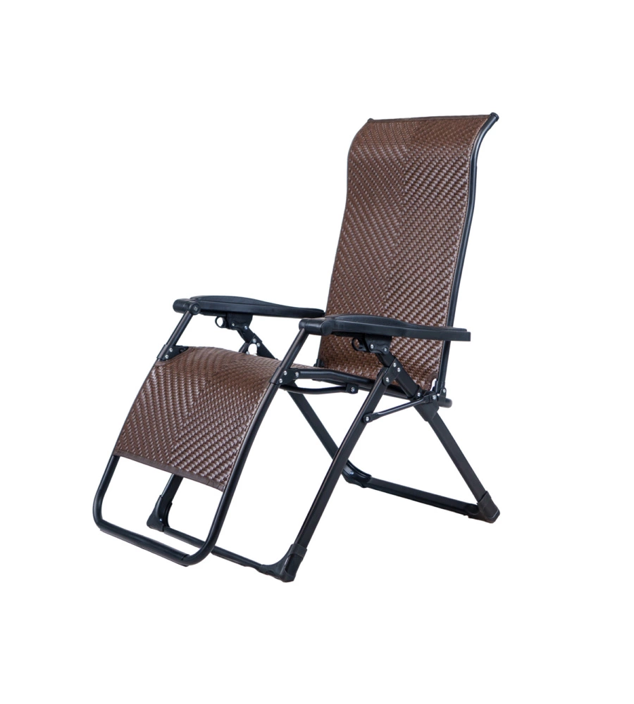 SDRAIO PIEGHEVOLE RECLINABILE CON BRACCIOLI EUROGARDEN "GRAVITY" IN RATTAN MARRONE 95X68X113 CM