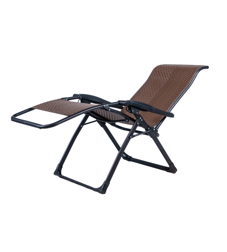 SDRAIO PIEGHEVOLE RECLINABILE CON BRACCIOLI EUROGARDEN "GRAVITY" IN RATTAN MARRONE 95X68X113 CM