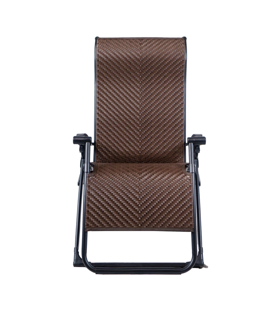 SDRAIO PIEGHEVOLE RECLINABILE CON BRACCIOLI EUROGARDEN "GRAVITY" IN RATTAN MARRONE 95X68X113 CM